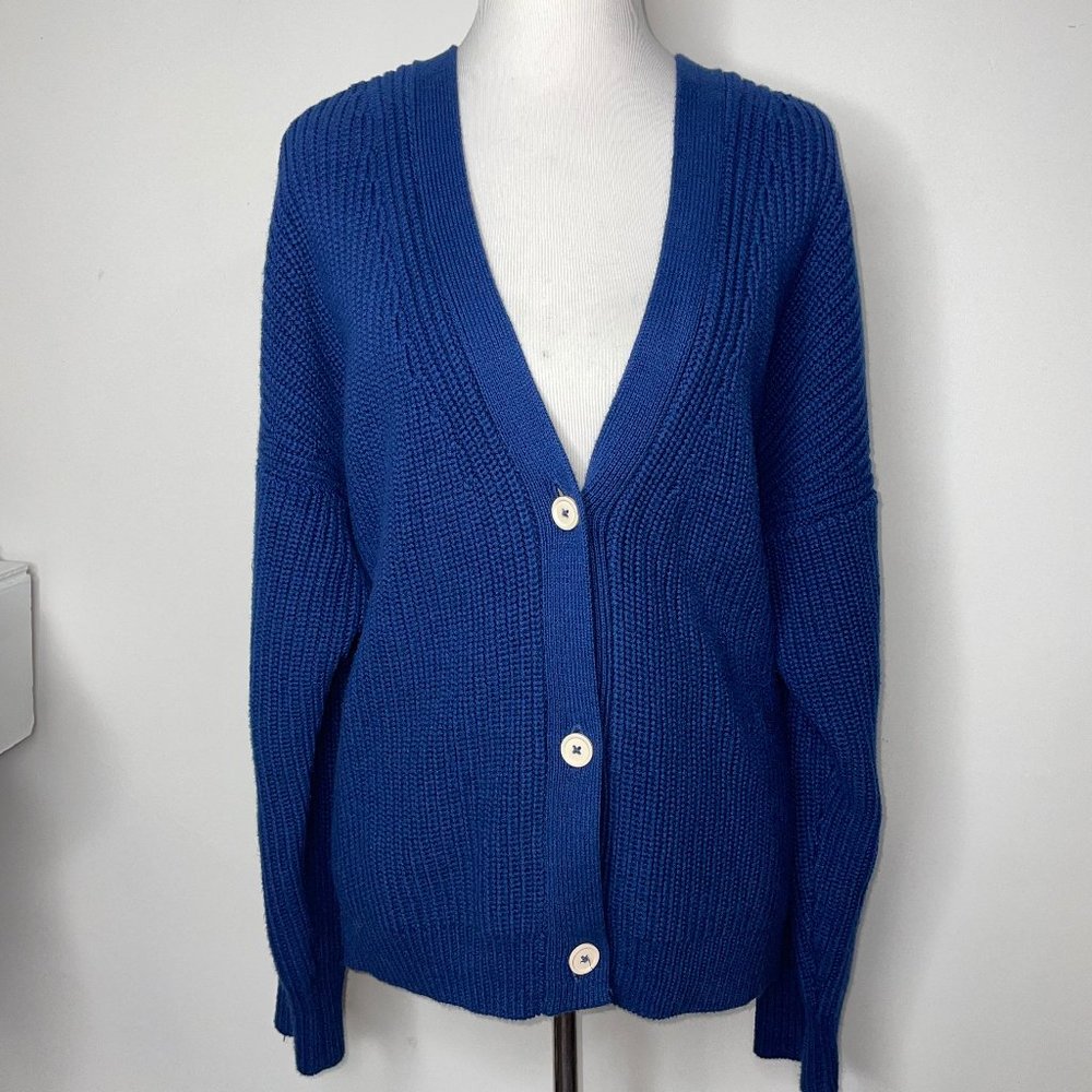 Tradlands Shelter Cotton Cardigan Sweater Boxy Fit Oversized Navy Blue Size L